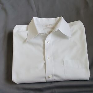 Classic White Men's Shirt French Cuff Cotton Sharp Collar